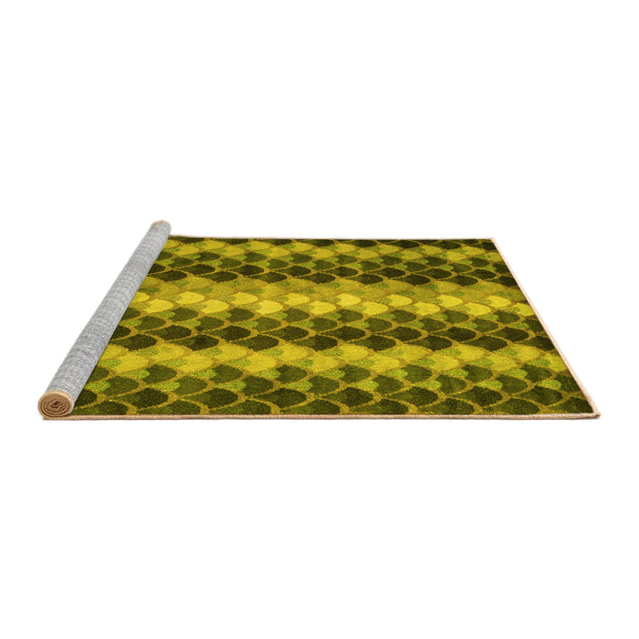 Sideview of Machine Washable Abstract Yellow Contemporary Rug, wshcon1178yw