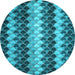 Round Machine Washable Abstract Light Blue Contemporary Rug, wshcon1178lblu