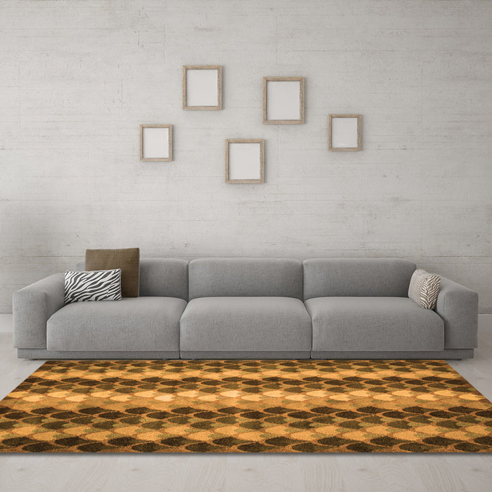 Machine Washable Abstract Orange Contemporary Area Rugs in a Living Room, wshcon1178org