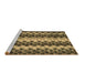 Sideview of Machine Washable Abstract Brown Contemporary Rug, wshcon1178brn