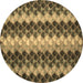 Round Abstract Brown Contemporary Rug, con1178brn