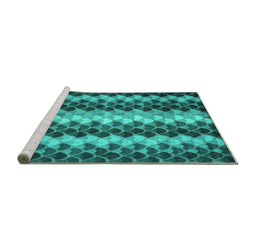 Sideview of Machine Washable Abstract Turquoise Contemporary Area Rugs, wshcon1178turq