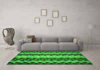 Machine Washable Abstract Green Contemporary Rug, wshcon1178grn