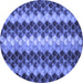 Round Abstract Blue Contemporary Rug, con1178blu