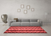 Machine Washable Abstract Red Contemporary Rug, wshcon1178red
