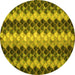 Round Abstract Yellow Contemporary Rug, con1178yw