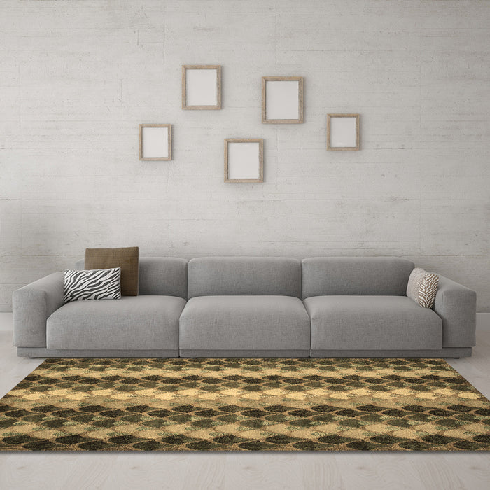 Machine Washable Abstract Brown Contemporary Rug in a Living Room,, wshcon1178brn