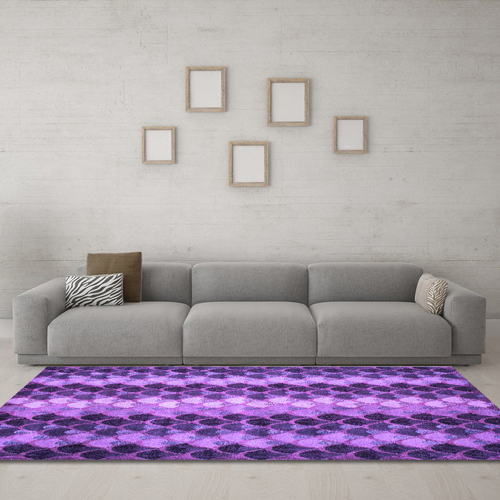 Machine Washable Abstract Purple Contemporary Area Rugs in a Living Room, wshcon1178pur