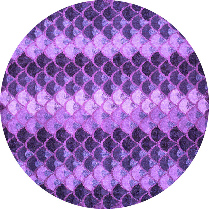 Round Machine Washable Abstract Purple Contemporary Area Rugs, wshcon1178pur
