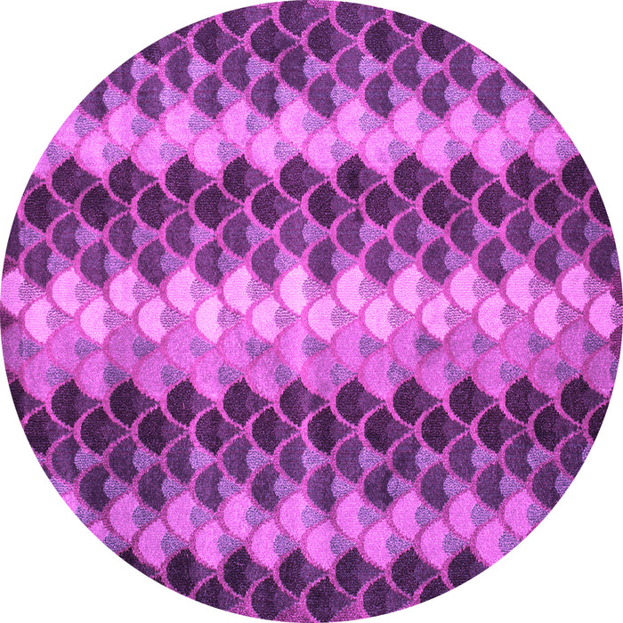 Round Abstract Pink Contemporary Rug, con1178pnk