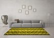 Machine Washable Abstract Yellow Contemporary Rug in a Living Room, wshcon1178yw