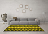 Machine Washable Abstract Yellow Contemporary Rug, wshcon1178yw