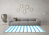 Machine Washable Solid Light Blue Modern Rug, wshcon1179lblu