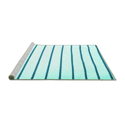 Sideview of Machine Washable Solid Turquoise Modern Area Rugs, wshcon1179turq