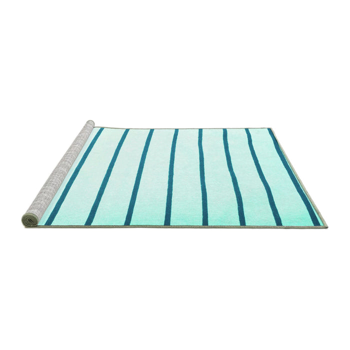Sideview of Machine Washable Solid Turquoise Modern Area Rugs, wshcon1179turq