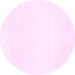 Round Machine Washable Solid Pink Modern Rug, wshcon117pnk