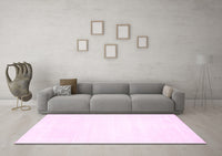 Machine Washable Solid Pink Modern Rug, wshcon117pnk