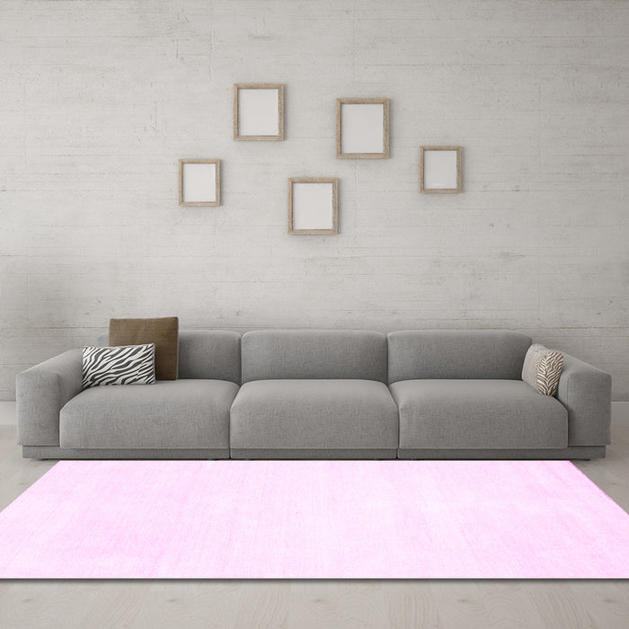 Machine Washable Solid Pink Modern Rug in a Living Room, wshcon117pnk