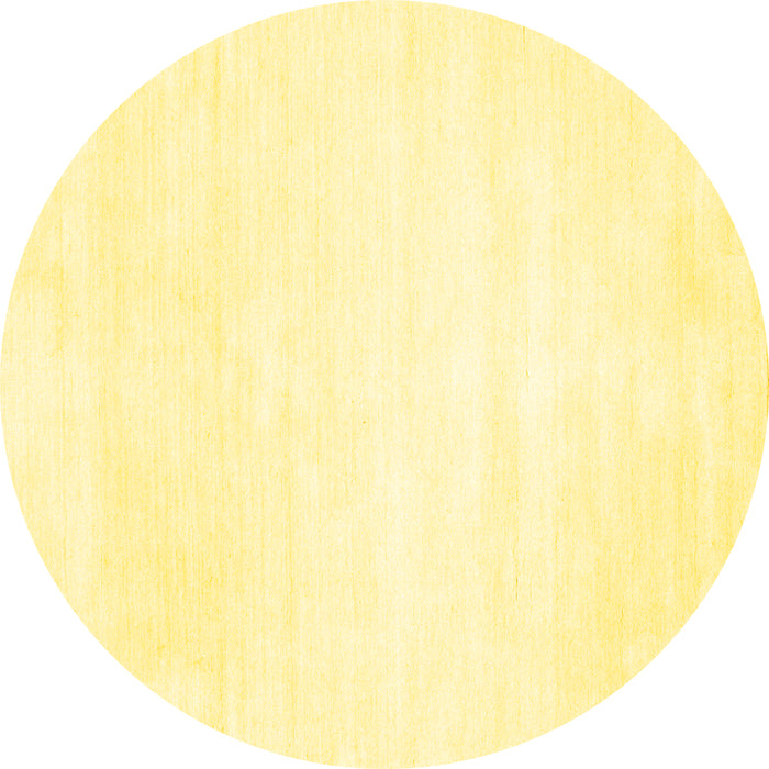 Round Machine Washable Solid Yellow Modern Rug, wshcon117yw