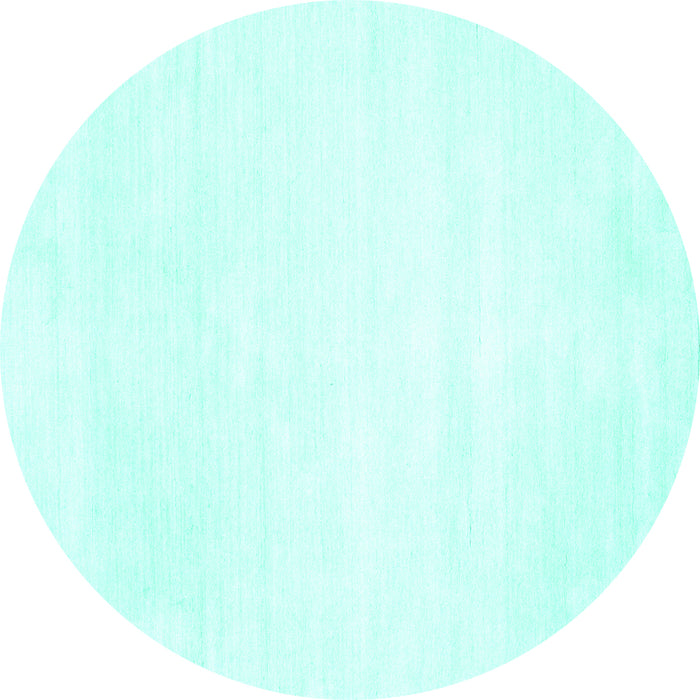 Round Machine Washable Solid Turquoise Modern Area Rugs, wshcon117turq