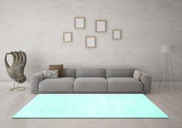 Machine Washable Solid Turquoise Modern Area Rugs in a Living Room,, wshcon117turq