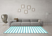 Machine Washable Solid Turquoise Modern Area Rugs in a Living Room,, wshcon1180turq