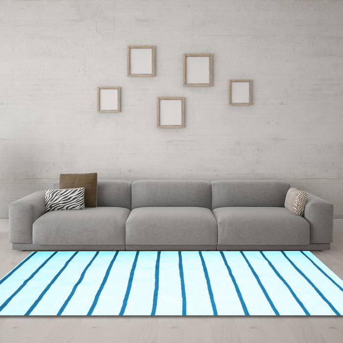 Machine Washable Southwestern Light Blue Country Rug in a Living Room, wshcon1181lblu