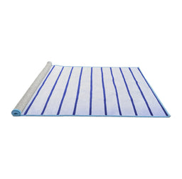 Sideview of Machine Washable Southwestern Blue Country Rug, wshcon1181blu
