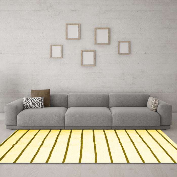 Machine Washable Southwestern Yellow Country Rug in a Living Room, wshcon1181yw