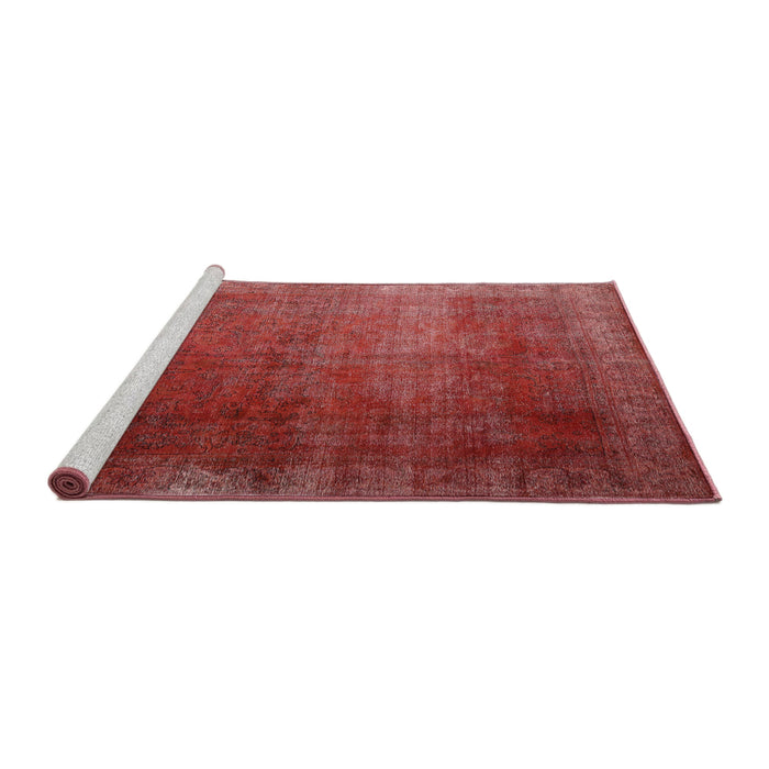 Serging Thickness of Machine Washable Contemporary Red Rug, wshcon1183