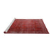 Serging Thickness of Machine Washable Contemporary Red Rug, wshcon1183