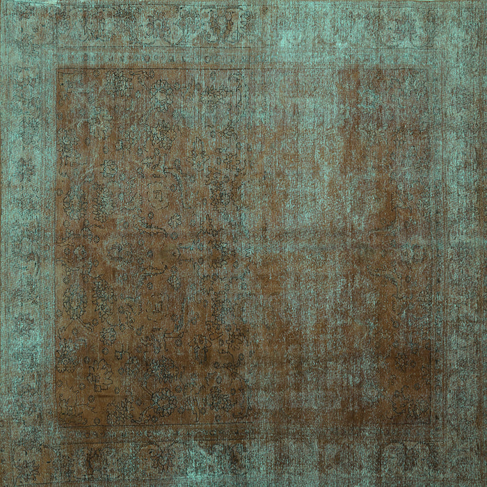 Square Machine Washable Persian Turquoise Bohemian Area Rugs, wshcon1183turq