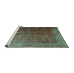 Sideview of Machine Washable Persian Turquoise Bohemian Area Rugs, wshcon1183turq