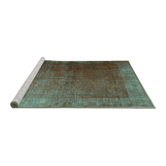 Sideview of Machine Washable Persian Turquoise Bohemian Area Rugs, wshcon1183turq