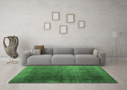 Machine Washable Persian Emerald Green Bohemian Area Rugs in a Living Room,, wshcon1183emgrn