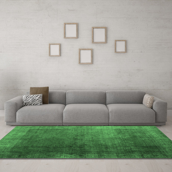 Machine Washable Persian Emerald Green Bohemian Area Rugs in a Living Room,, wshcon1183emgrn