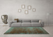 Machine Washable Persian Turquoise Bohemian Area Rugs in a Living Room,, wshcon1183turq