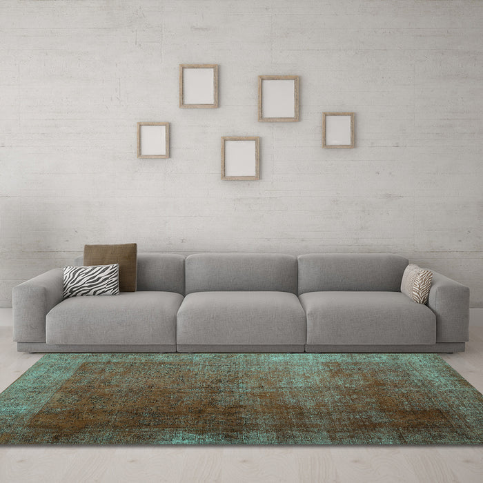 Machine Washable Persian Turquoise Bohemian Area Rugs in a Living Room,, wshcon1183turq