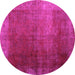 Round Machine Washable Persian Pink Bohemian Rug, wshcon1183pnk
