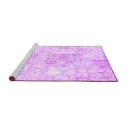Sideview of Machine Washable Abstract Purple Contemporary Area Rugs, wshcon1184pur