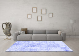 Machine Washable Abstract Blue Contemporary Rug in a Living Room, wshcon1184blu