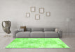 Machine Washable Abstract Green Contemporary Area Rugs in a Living Room,, wshcon1184grn