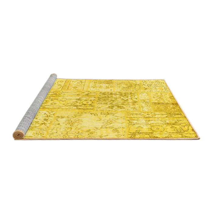 Sideview of Machine Washable Abstract Yellow Contemporary Rug, wshcon1184yw