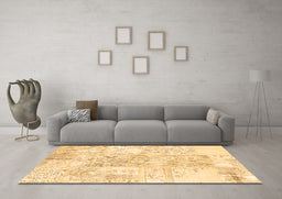 Machine Washable Abstract Brown Contemporary Rug in a Living Room,, wshcon1184brn