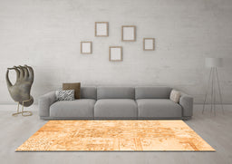 Machine Washable Abstract Orange Contemporary Area Rugs in a Living Room, wshcon1184org