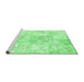 Sideview of Machine Washable Abstract Emerald Green Contemporary Area Rugs, wshcon1184emgrn