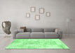 Machine Washable Abstract Emerald Green Contemporary Area Rugs in a Living Room,, wshcon1184emgrn