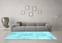 Machine Washable Abstract Light Blue Contemporary Rug, wshcon1184lblu