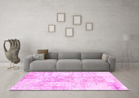 Machine Washable Abstract Pink Contemporary Rug, wshcon1184pnk