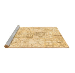 Sideview of Machine Washable Abstract Brown Contemporary Rug, wshcon1184brn